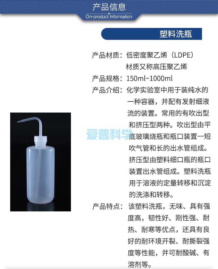 250ml塑料洗瓶,白色,带刻度,LDPE材质(图1)